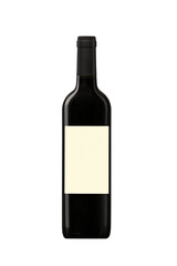 Bottle of tasty red wine on white background