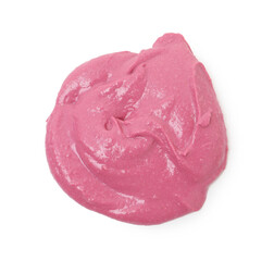 Tasty beetroot hummus isolated on white, top view