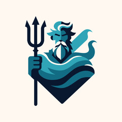 Poseidon's Blue Head with Trident