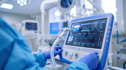 Close-up of a medical professional using a high-tech diagnostic tool