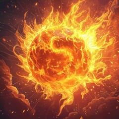Fototapeta premium Fiery orb in space