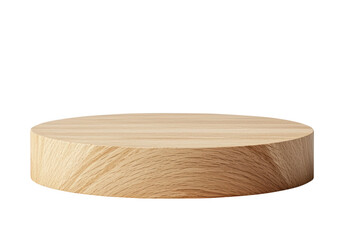 Natural wood round display platform with a simple and clean design, perfect for eco-friendly or minimalist presentations. Isolated on transparent background, png.