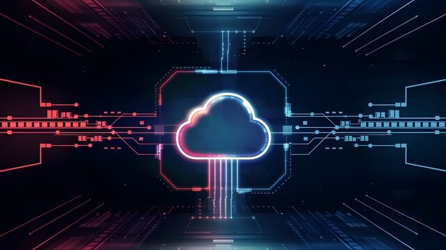 Cloud Computing Concept, Digital Network, Cyber Security, Data Transfer