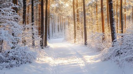 Peaceful Winter Path with Snow-Covered Trees (christmas-tree)