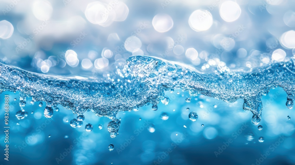 Aufkleber beautiful water surface with sparkling bubbles and light reflections, creating a serene and refreshi