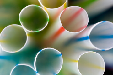 Macro View of Colorful Drinking Straws Against a Blurred Background
