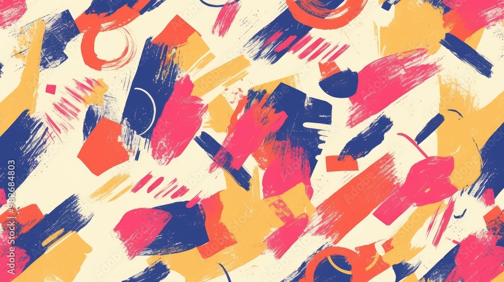 Poster abstract pattern featuring brush marker and pencil strokes vector artwork showcases memphis retro st