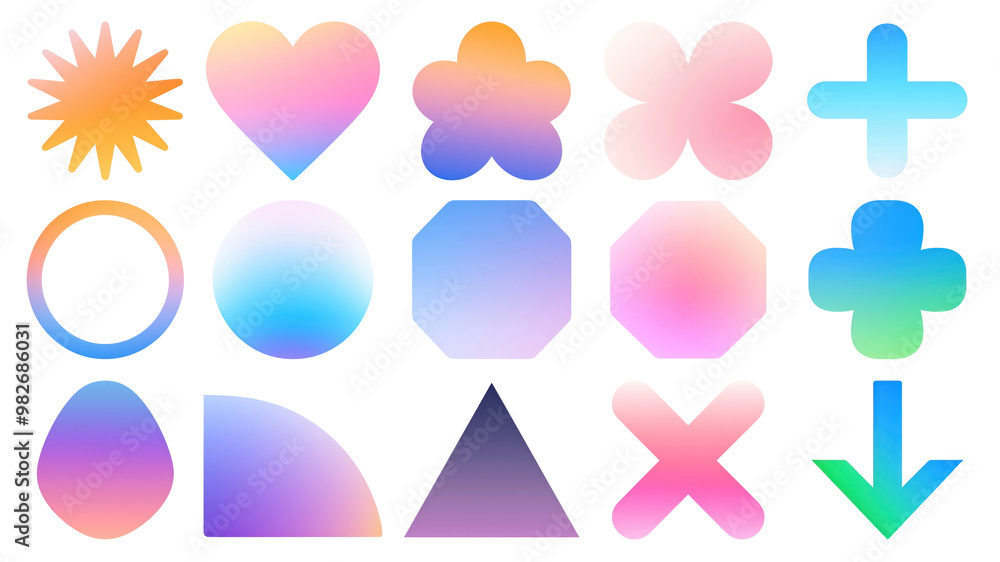 Poster png gradient shape element set, transparent background