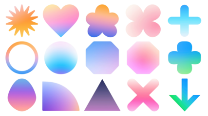 PNG gradient shape element set, transparent background