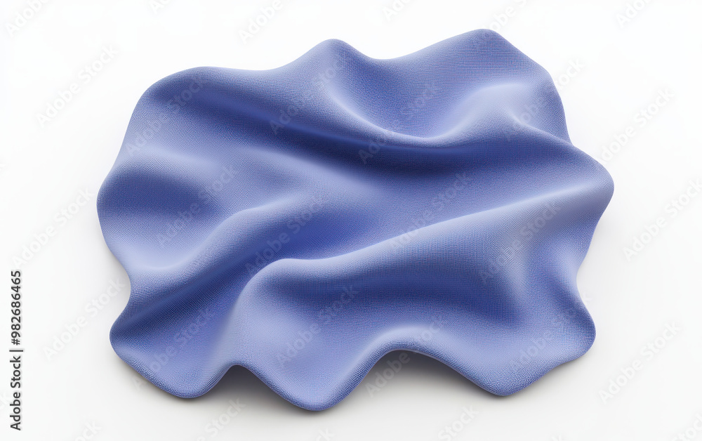 Aufkleber flowing blue fabric with smooth, gentle waves on a white background, creating a soft and elegant vis