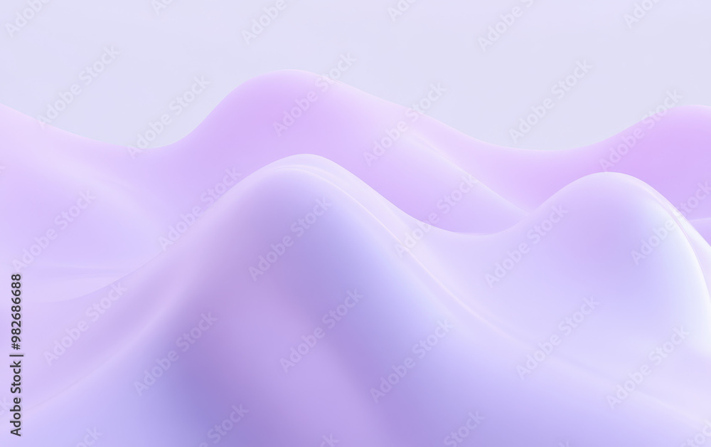 Poster smooth abstract landscape in pastel violet hues, flowing shapes creating a serene and calming visual