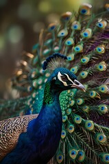 Obraz premium peacock with feathers out