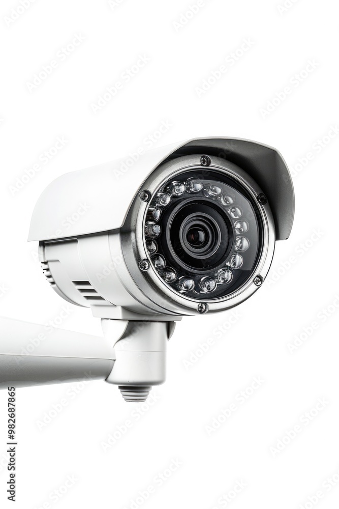 Poster a security camera mounted on the side of a building, suitable for surveillance and monitoring purpos