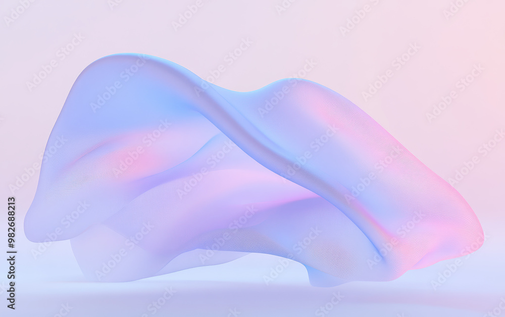 Aufkleber abstract pastel wave pattern, smooth floating fabric texture in soft pink and blue hues creates a dr