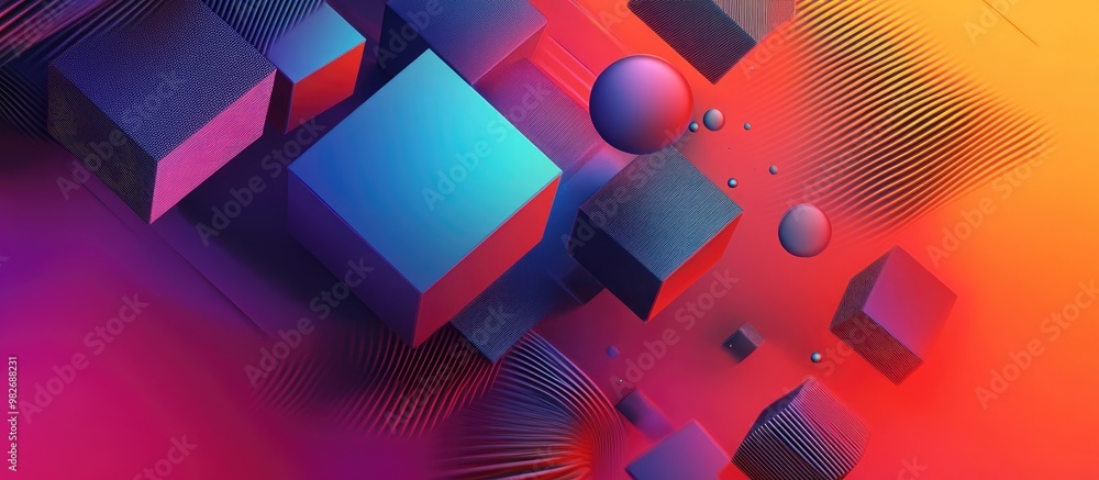 Aufkleber abstract 3d object featuring a gradient texture and geometric design