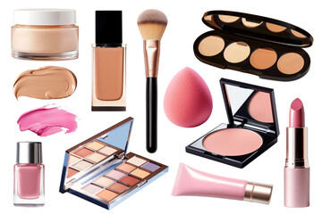 PNG pink cosmetic element set, transparent background