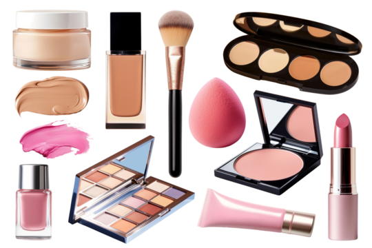 PNG pink cosmetic element set, transparent background