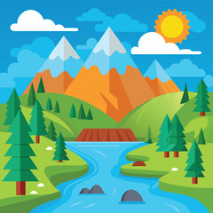 Obraz premium Natural landscape with river concept design