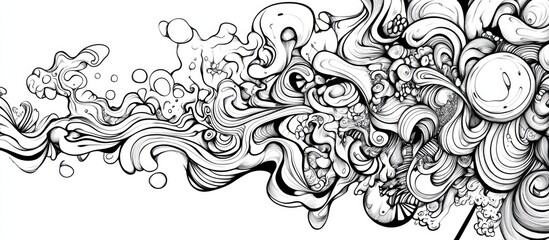 Fototapeta premium Surreal fantasy doodle abstraction for a coloring book featuring a whimsical design on a white background