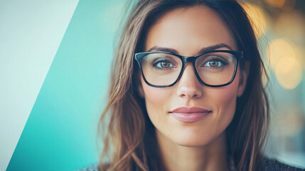 Fototapeta premium Young woman with glasses and a confident smile.