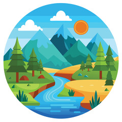 Natural landscape with river concept design