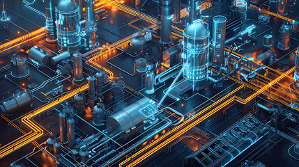 Obraz premium holographic future building