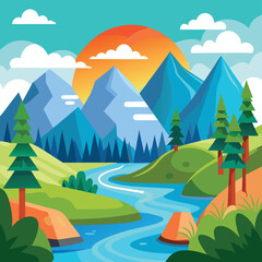 Natural landscape with river concept design