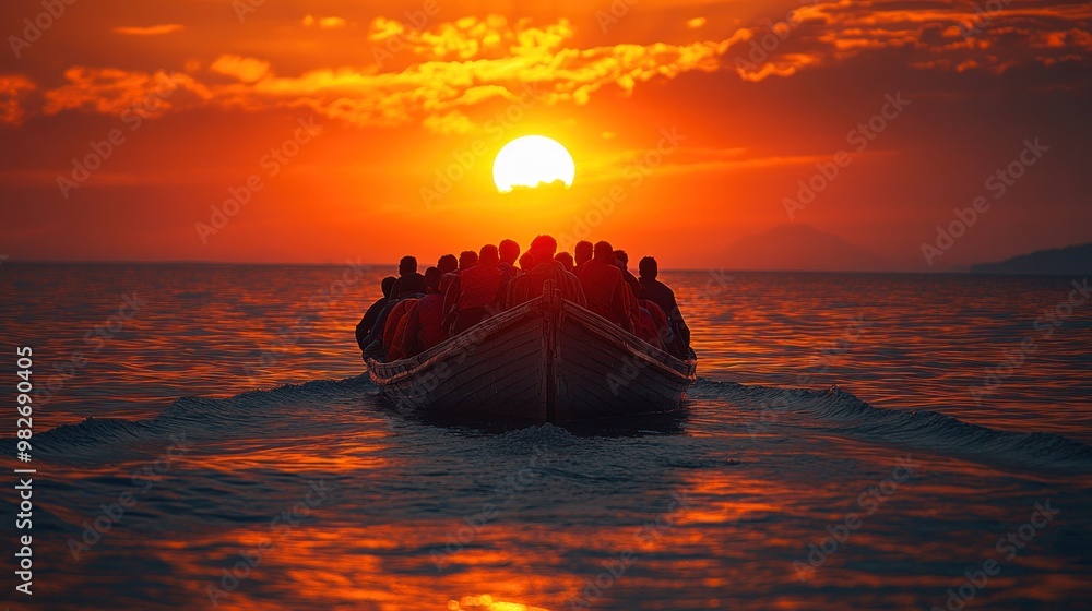 Poster Sunset Boat Ride