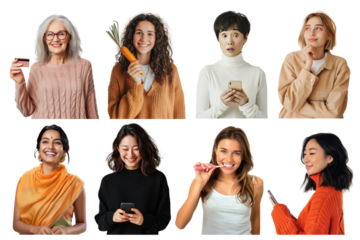 PNG Happy diverse women, transparent background