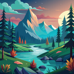 Natural landscape with river concept design