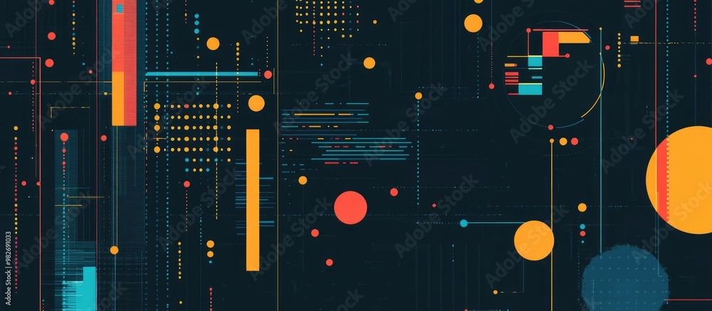 Poster technology background featuring data collage and code
