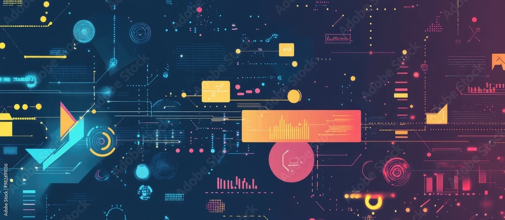 Aufkleber technology background featuring data collage and code