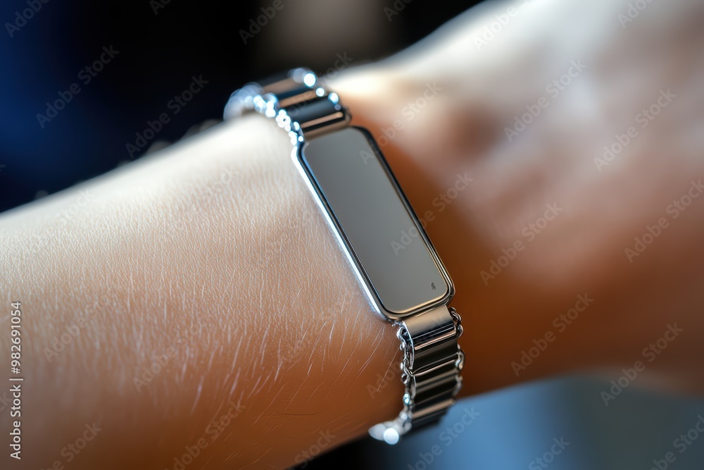 Poster stylish smartwatch on a wrist, showcasing modern design and sleek functionality, perfect for tech en