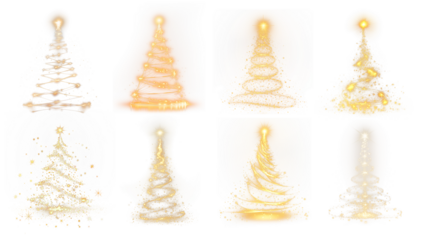 PNG glowing Christmas tree light effect element set, transparent background