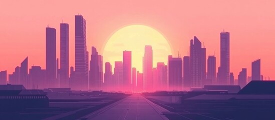 Futuristic Cyberpunk City Landscape In A Dystopian Setting