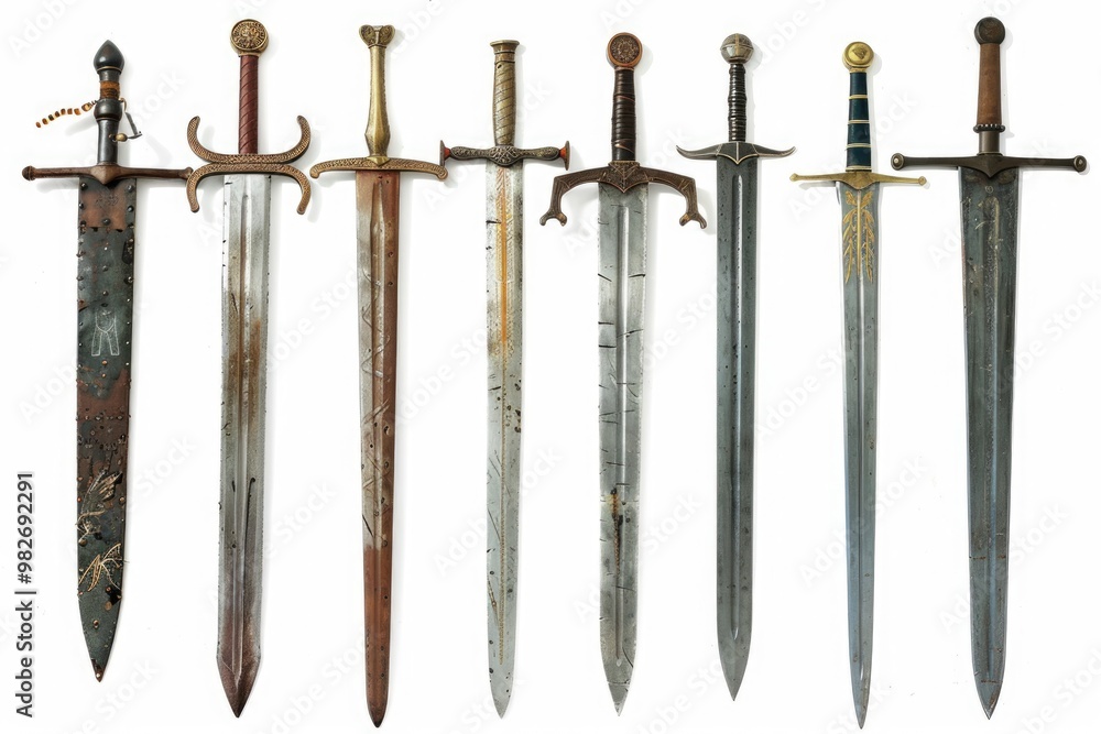 Poster a collection of four different sword types on display