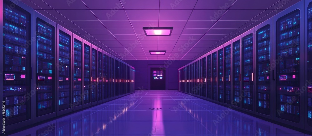 Aufkleber large data center filled with servers in tech environment