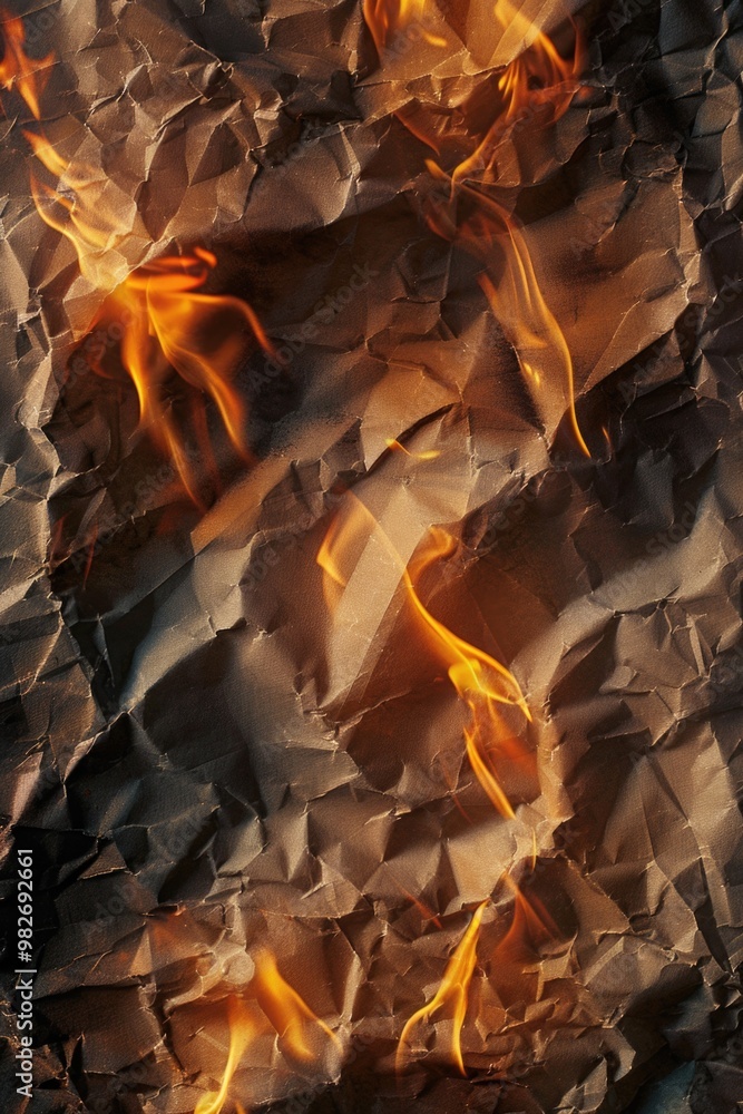 Poster a close-up view of a small flame burning on a piece of paper