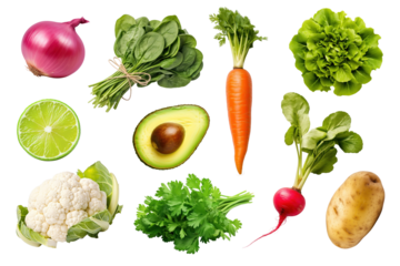 Various vegetable png element set, transparent background