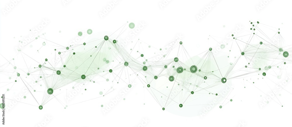 Aufkleber abstract green network background with nodes and connections
