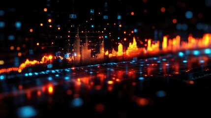 Digital Charts Displaying Market Growth Trends with Copy Space for Business Presentations