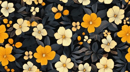 Floral allover seamless pattern design suitable for various applications including wallpaper carpets rugs bed sheets digital prints textile prints and decorations on fabric tile and paper