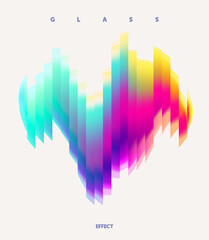 Colorful  3D bubble with glass effect. Displaced effect shape. Minimalistic geometric elements