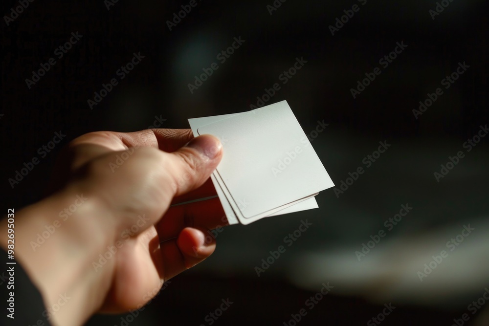 Poster a person holding a piece of paper with handwritten notes, suitable for use as an illustration or exa