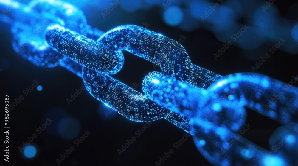 Poster blockchain technology being integrated into business operations for secure transactions