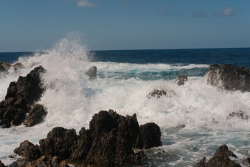 Porto Moniz Natural Swimming Pools waves with rocks