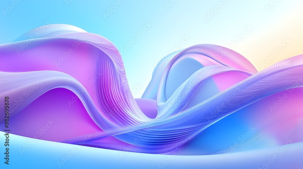 Aufkleber mesmerizing ethereal fluid waves in abstract vibrant gradient background