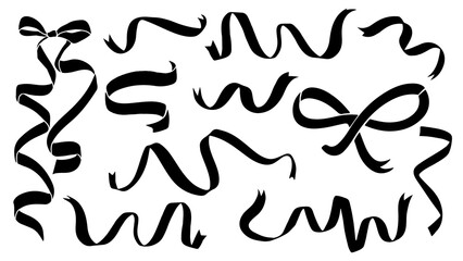 PNG black ribbon set, transparent background