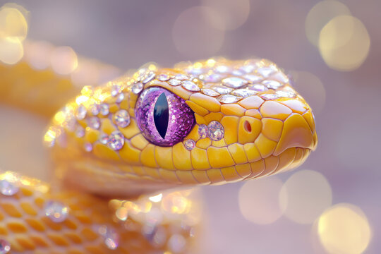 Snake head with rhinestones and diamonds