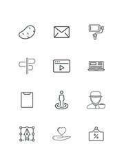 Simple outline icons collection, pixel perfect icons, set of icons for web design, vector illustration